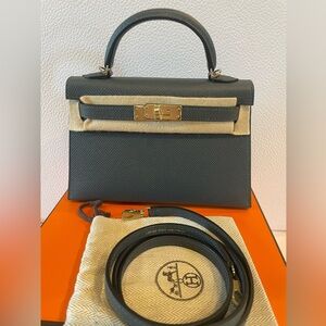 2024 hermes mini Kelly, brand new, in Epson  color Gris misty